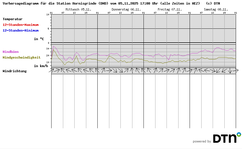 Vorhersagediagramm Hornisgrinde (DWD)