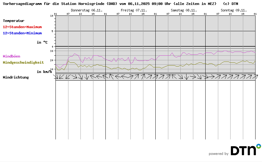 Vorhersagediagramm Hornisgrinde (DWD)